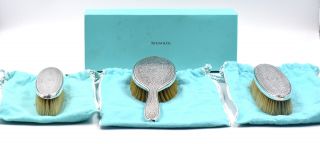 Vintage Tiffany & Co Persian 3 Piece Vanity Dresser Brush Set Sterling Silver