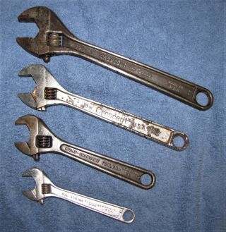 Vintage Crescent Wrench Set 6 ",  8 ",  10 ",  12 " - Made In Usa