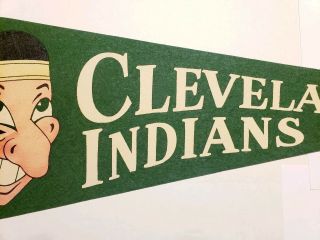 VINTAGE 1940 ' S CHIEF WAHOO CLEVELAND INDIANS FELT FULL SIZE PENNANT MLB HOF MVP 3