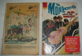 The Monkees Comic Books 1 2 Ungraded Reader Copies 1967 Dell Silver Age 1 & 2