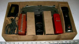 Vintage 1940s Complete O - 27 Gauge Metal Electric Steam Freight Train Set With Ob