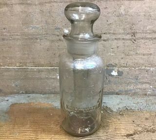 Vintage 1890’s Embossed Holy Water Bottle W/ Cross Glass Tube Sprinkler