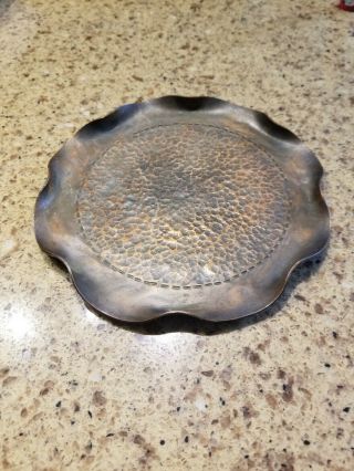 Vintage Arts And Crafts Hand Hammered Copper Dish Plate