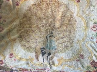 Chenille & Velvet Antique Vintage Tablecloth /Throw Centre Bird Design. 2