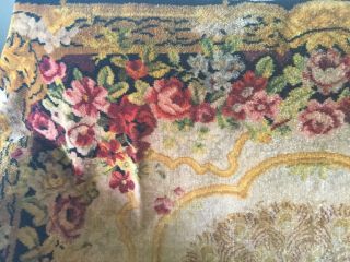Chenille & Velvet Antique Vintage Tablecloth /Throw Centre Bird Design. 3