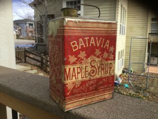 Early Maple Syrup Tin Bottle The C.  S.  Morey Mercantile Co.  Denver Colorado 1880