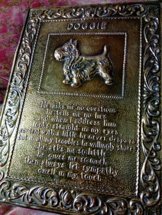 Arts And Crafts Scotty Dog Brass Wall Plaque