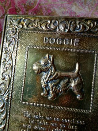 Arts and Crafts Scotty Dog Brass Wall Plaque 2
