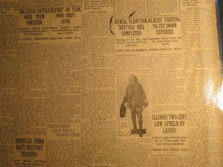 Buffalo Bill Wild West Newspaper 1917 Died - Burial Plans W.  F.  Cody Denver Co