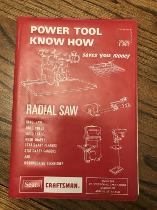 Vtg 1975 Power Tool Know How Sears Craftsman Table Saw Book