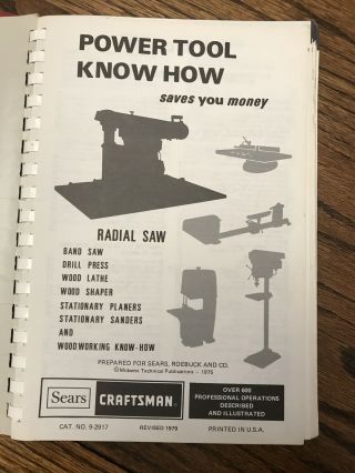 Vtg 1975 POWER TOOL KNOW HOW Sears Craftsman TABLE SAW Book 2