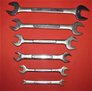 Craftsman 6 Pc Open End Wrenches 1/4 Thru 7/8 " Coded V & Vv Made In Usa