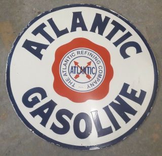 Porcelain Atlantic Gasoline Enamel Double Sided 30 Inches Round