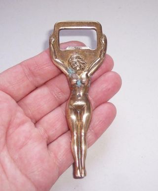 Vintage Art Deco Solid Brass Naked Lady Bottle Opener Erotic - England