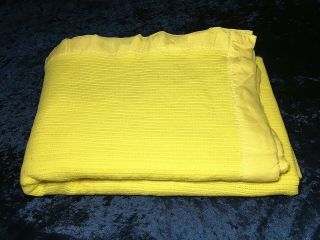 Vintage Acrylic Thermal Blanket 84 X 98 Yellow
