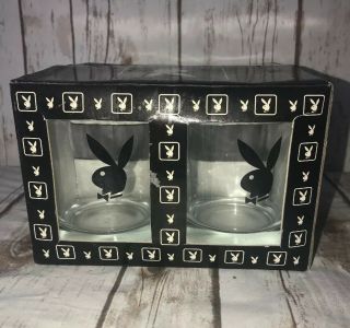 Playboy Bunny Double Old Fashioned Dof Glasses Bar Glassware Set Of 4