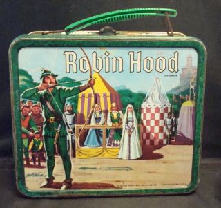Vintage 1956 " Robin Hood " Errol Flynn Metal Aladdin Lunchbox Very Good Deal