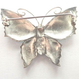 THOMAS L MOTT Large Art Deco Silver Enamel Butterfly Brooch 3