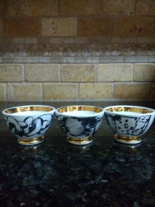 Authentic Piero Fornasetti Mid Century Appetizer Bowls Set Of 6.  Approx 1955.