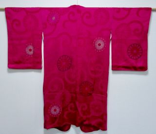 Japanese Kimono Silk Antique Haori Coat / Rare Pattern / Karakusa / Vintage /129