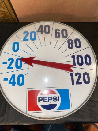 Pepsi Cola Vintage Round Thermometer Sign 18 "