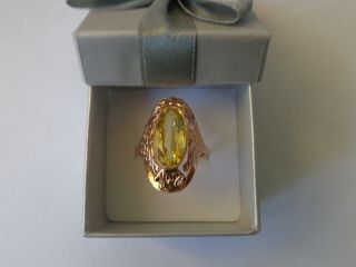 Vintage Soviet Rose Gold Ring 14k 583 Corundum Us Size 8 (18.  15 Mm) Ussr Russian