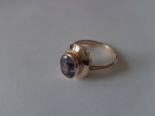 Vintage Soviet Solid Rose Gold Ring 14k 583 Alexandrite Size 8.  25 Russian Ussr