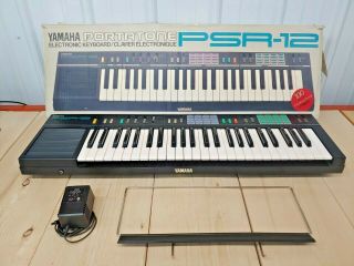 Yamaha Psr - 12 Vintage Keyboard Synthesizer W/box,  Power Cord,  Music Stand