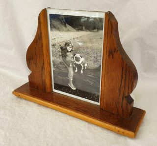 Vintage Wooden Art Deco Style Photograph / Picture Frame Glass & Photo