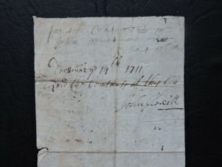 RARE US 1711 PHILADELPHIA PA COLONIAL DOCUMENT SIGNED x3 BRITISH TREASURY W@W 2