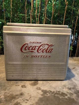 Vintage / Collectible Aluminum Coca - Cola Cooler " Drink Coca - Cola In Bottles "
