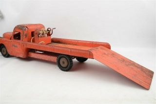 Vintage Large 20 " Structo Toys Pressed Steel Flatbed Wrecker Truck For Restore