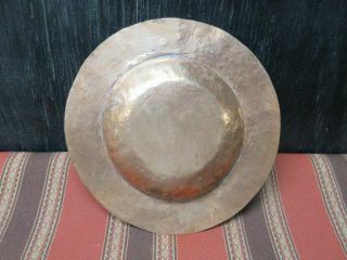 Vintage Round Hand - hammered Copper dish - arts & crafts - 7 