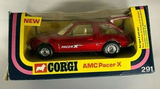 Rare 1976 Corgi 1:43 Scale Diecast Amc Pacer X 291 Toy Car Box.  3263