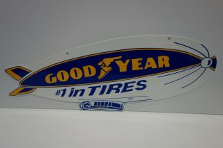 Large 2 Sided Goodyear Blimp Sign 10 1/2 " High By 28 " Wide.  Awesome