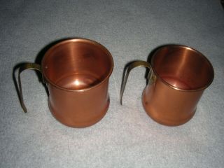 (2) Vintage Copper And Brass Vodka Whiskey Whisky Cup Mug By Cgj ? (made In Usa)