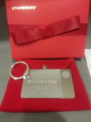 Nib Starbucks Sterling Silver 2014 Limited Edition Keychain Gift Card No Value