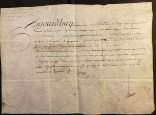 King Louis Xv Signed Order On Large Parchment For Cornet Mormon - 1733