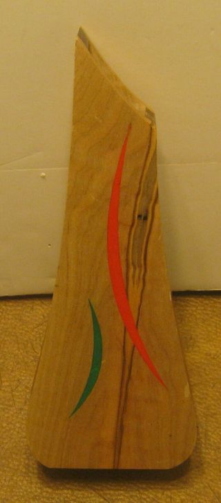 Classic Mid Century Modern Wooden Bud Vase W Red & Green Inserts Danish?