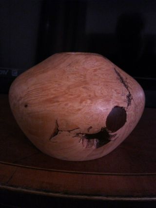 Mcm Boxelder Wood Burl Vase With Walnut Inclusion Signed Wlm