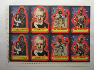 1977 Star Wars General Mills Tops Stickers/cards Uncut -