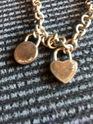 Vintage Tiffany & Co.  Sterling Silver Bracelet Heart Charm 925 2