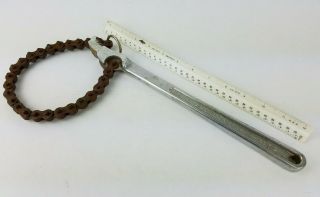 Vintage 12  Craftsman Chain Pipe Wrench Chain 55713 Usa Handle Tool 4 " Cap