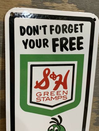 22in Sinclair DINO S&H GREEN Stamps GASOLINE PORCELAIN ENAMEL SIGN OIL GAS 2