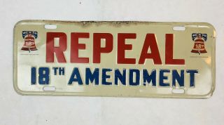 Wonpr Repeal 18th Amendment Prohibition Plate Topper Metal Sign Beer