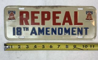 WONPR REPEAL 18TH AMENDMENT PROHIBITION PLATE TOPPER METAL SIGN BEER 3