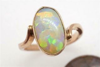 Antique English 9k Rose Gold Solid Opal Cabochon Ring C1900