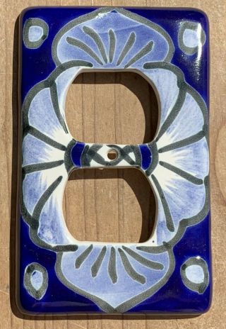 Talavera Pottery Light Switch Cover Wall Plate Double Outlet 3 X 5 Blue White