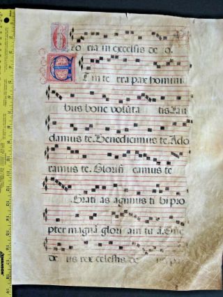 Lg.  Liturgical Music Manuscript,  Antiphonary Lf,  Vellum,  Handptd.  Initials,  C.  1500 8a