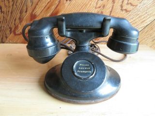 Vintage Western Electric D1 Extension Telephone Oval / Leather Base E1 Handset